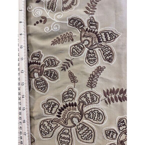 Ann Taylor 100% Silk Skirt SZ 2 Petite Knee Length Lined Pencil Embroidered Gold - Picture 4 of 6